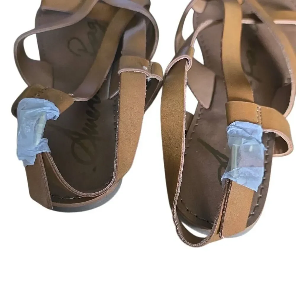 American Rag cie Women's Size 7 Dk Tan Strappy Ankle Buckle Sandals